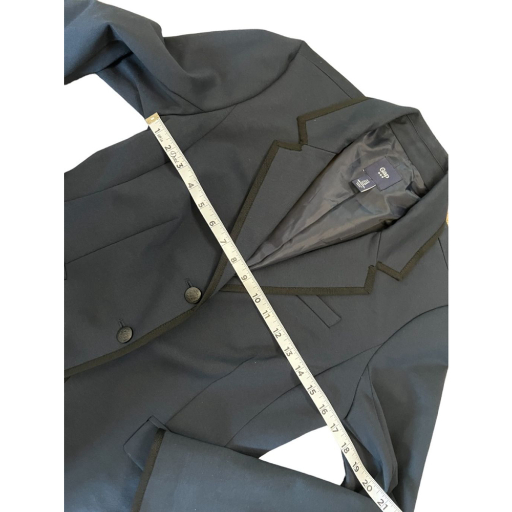 GAP Navy Black Piping 2 Button Fitted Blazer Jacket 6 - Picture 7 of 9
